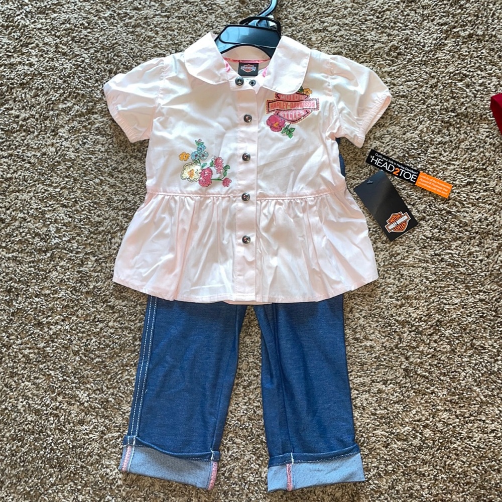 Girls 2T Harley Davidson Shirt and Matching Pants